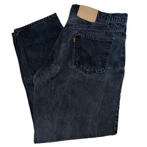 Vintage 90's Levi's 550 Orange Tab Distressed Black Denim Relaxed Fit Pant 40x30